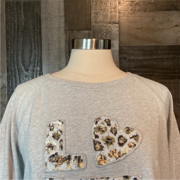 Style & Co sweatshirt large sparkly leopard print sequins Lovecore low key luxe - Picture 3 of 12